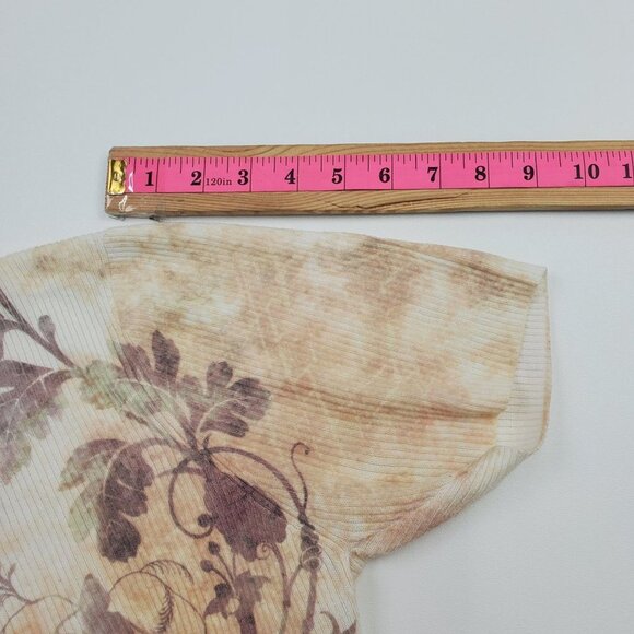 One World Live And Let Live Womens Short Sleeve Baby Doll Sweater‎ Sz XL Yellow - Picture 13 of 13